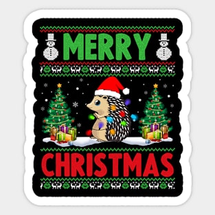 Funny Hedgehog Animal Lover Xmas Lighting Hedgehog Christmas Sticker